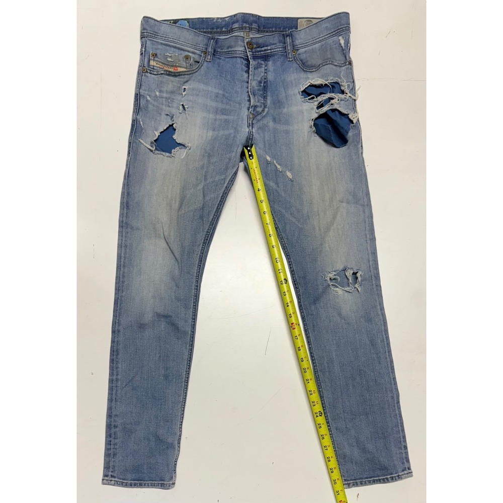 Diesel Tepphar Slim Carrot Jeans Mens W34 L32 Distressed Blue Denim